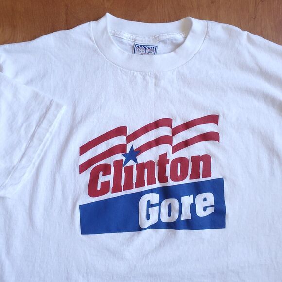 Vintage 90s Bill Clinton Gore T Shirt XL Single Stitch Campaign Democrat Cotton - Picture 1 of 9